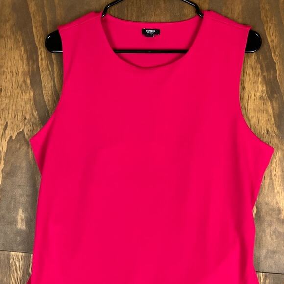 Express Womens Bodysuit Pink Body Contour Crew Neck Open Back Stretch XL - Picture 2 of 10
